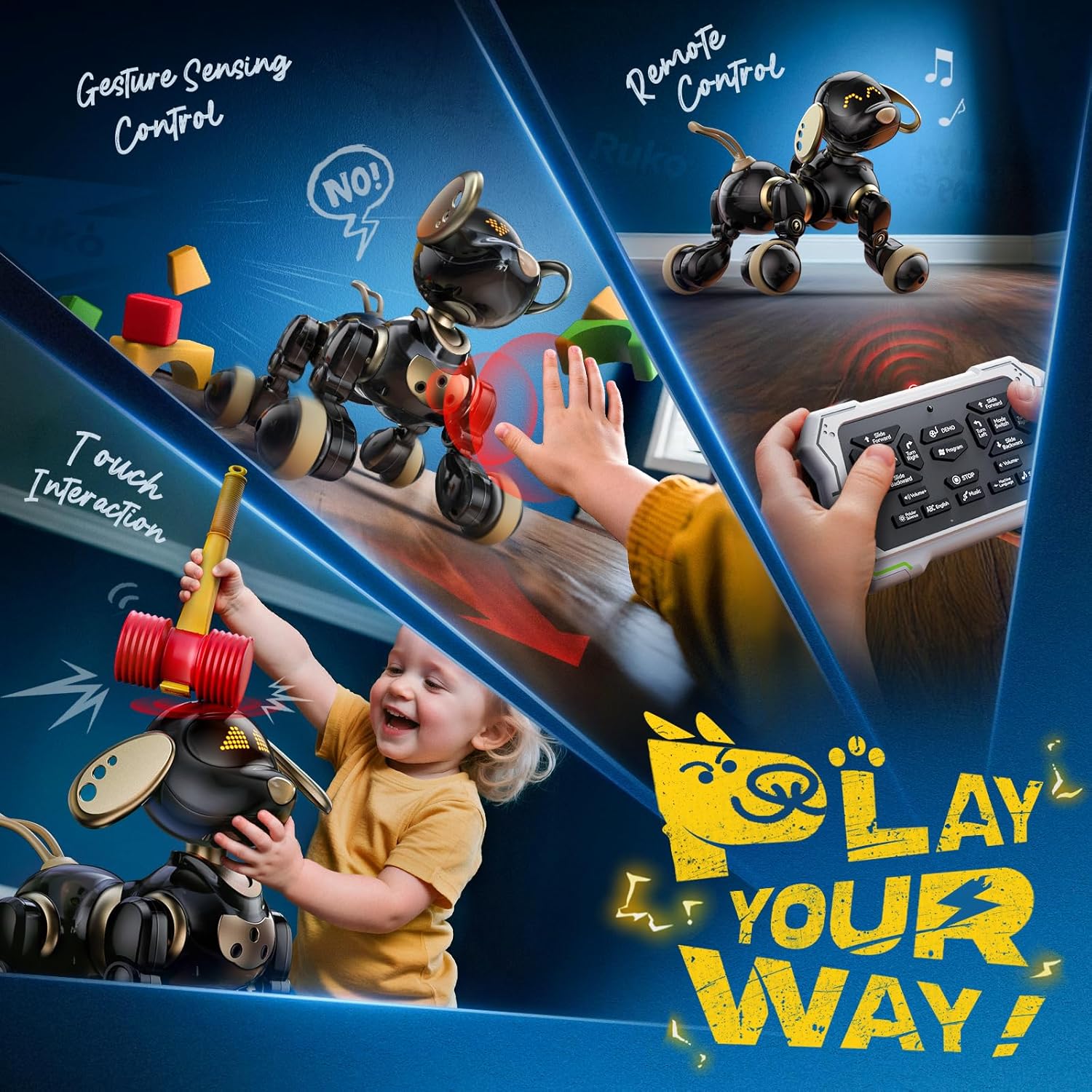 Kid Toys And More - Intelligenter 2,4G AI-Roboterhund, interaktives Welpenspielzeug, mehr