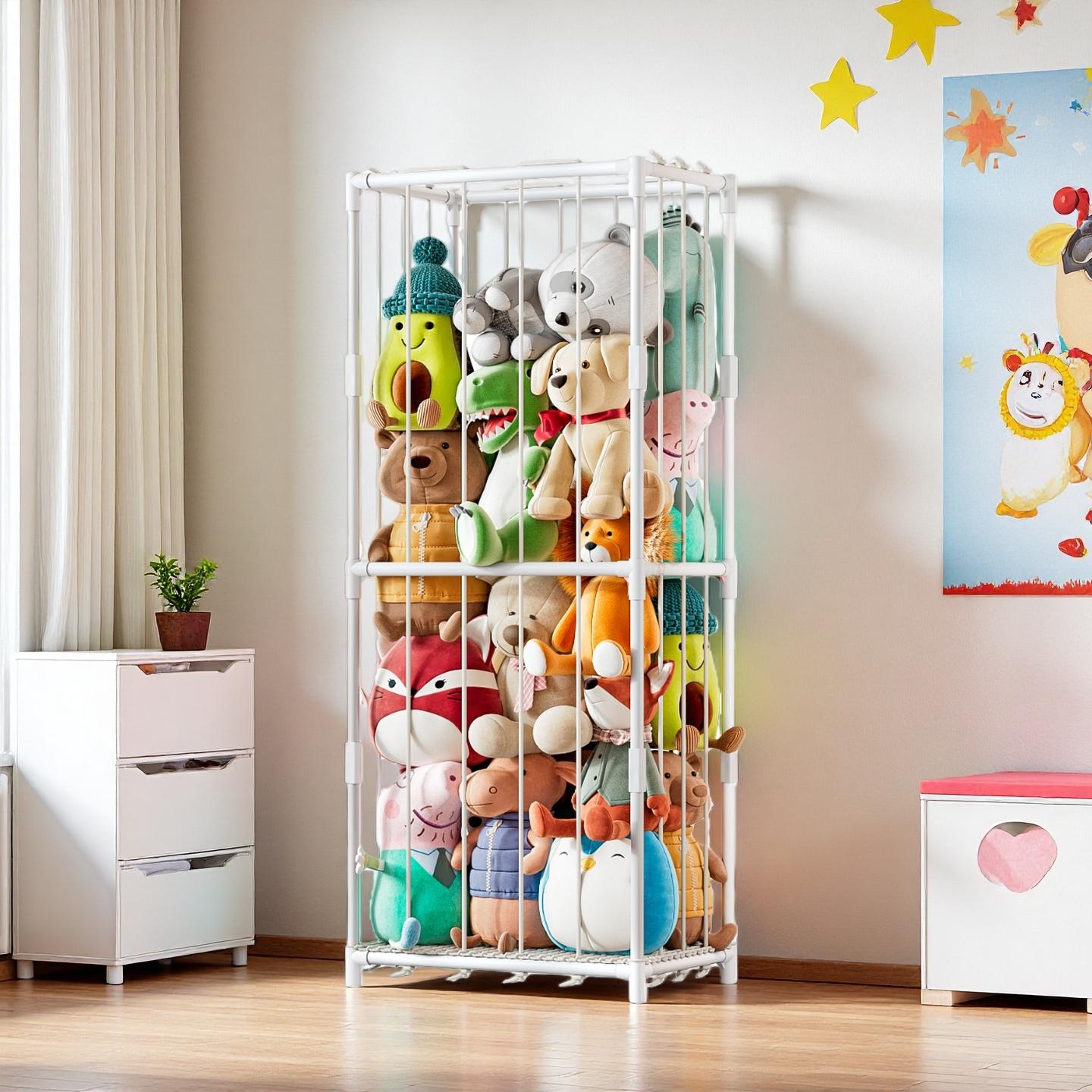 Kids Toys Animal - Vertikaler Stofftier-Aufbewahrungsorganizer im Zoo-Design, Plüschtier-Präsentationsständer, platzsparender