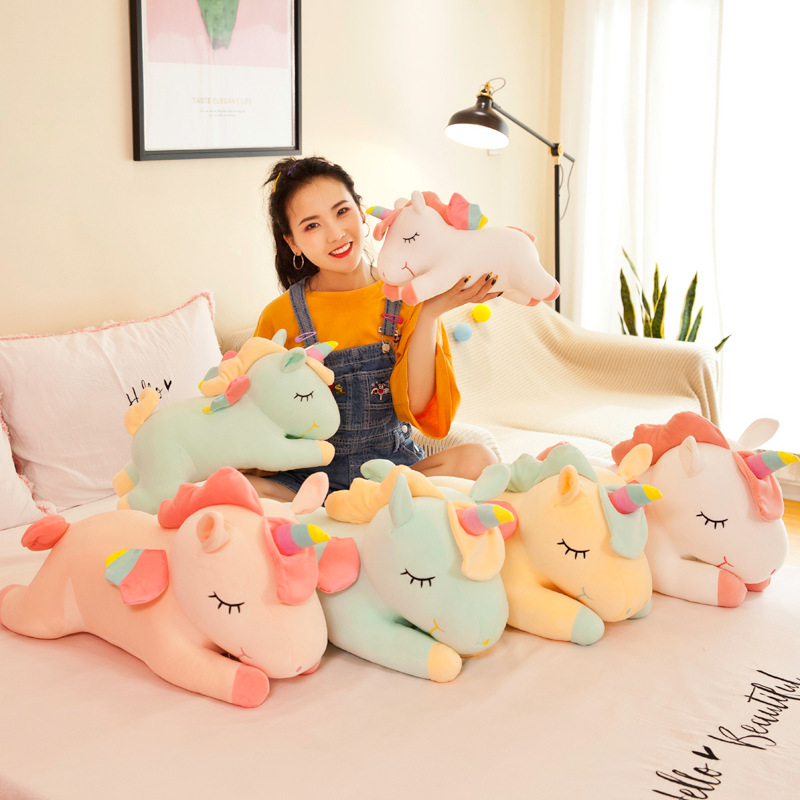 Unicorn Stuffed Toy - Niedliches Regenbogen-Engel-Einhorn-Pony-Plüschtier, herzförmige Stoffpuppe, Simulationskissen für